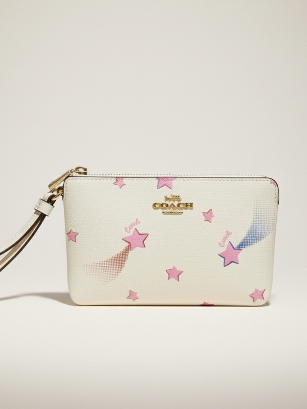 Coach Corner Zip Wristlet with Disco Star Print Coated Canvas. EUC